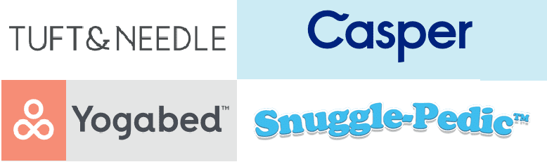 Logos of 4 mattress brands